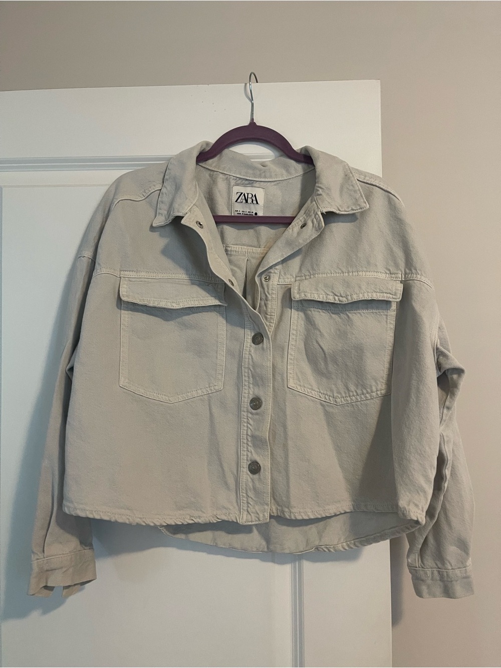 Zara Women's Light Denim Cropped Jacket